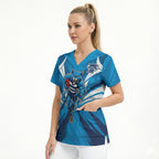 Geelong Cats Australian Football Scrub Top Fierce Wildcat Mascot - Bold Team Colors