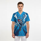 Geelong Cats Australian Football Scrub Top Fierce Wildcat Mascot - Bold Team Colors