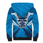 Geelong Cats Australian Football Sherpa Hoodie Fierce Wildcat Mascot - Bold Team Colors