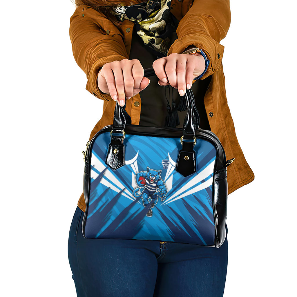 Geelong Cats Australian Football Shoulder Handbag Fierce Wildcat Mascot - Bold Team Colors