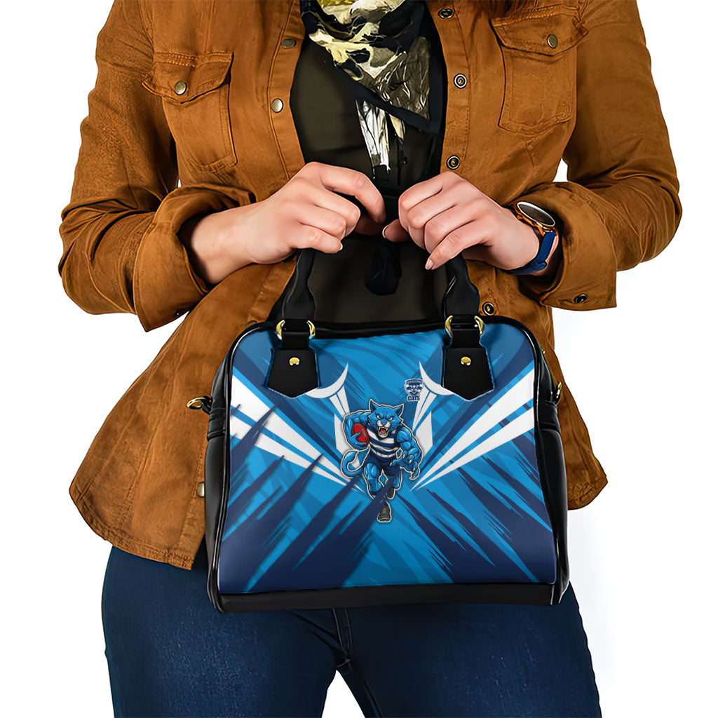 Geelong Cats Australian Football Shoulder Handbag Fierce Wildcat Mascot - Bold Team Colors