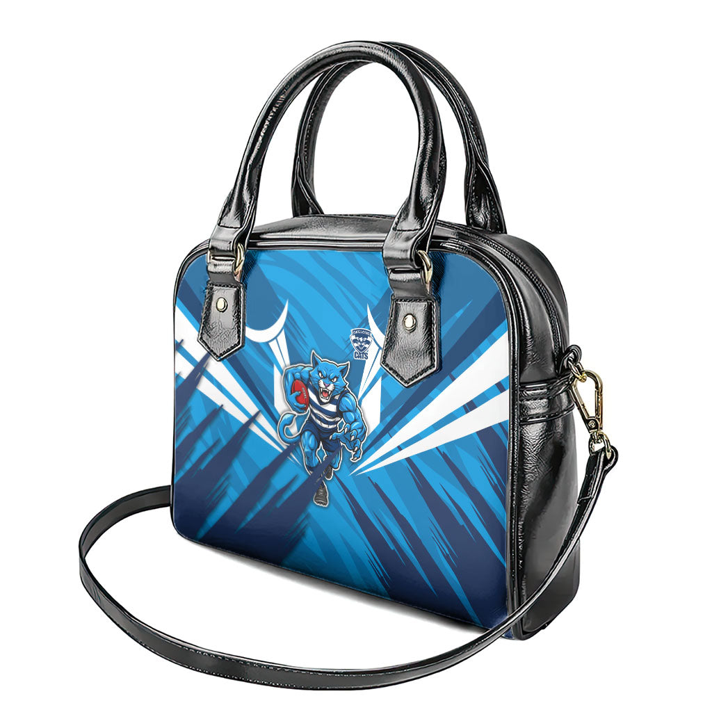 Geelong Cats Australian Football Shoulder Handbag Fierce Wildcat Mascot - Bold Team Colors