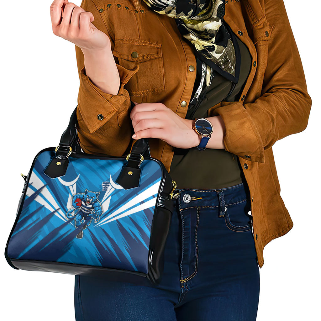 Geelong Cats Australian Football Shoulder Handbag Fierce Wildcat Mascot - Bold Team Colors
