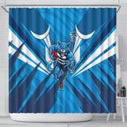 Geelong Cats Australian Football Shower Curtain Fierce Wildcat Mascot - Bold Team Colors