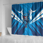Geelong Cats Australian Football Shower Curtain Fierce Wildcat Mascot - Bold Team Colors