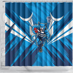 Geelong Cats Australian Football Shower Curtain Fierce Wildcat Mascot - Bold Team Colors