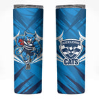 Geelong Cats Australian Football Skinny Tumbler Fierce Wildcat Mascot - Bold Team Colors