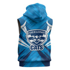 Geelong Cats Australian Football Sleeveless Hoodie Fierce Wildcat Mascot - Bold Team Colors