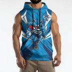 Geelong Cats Australian Football Sleeveless Hoodie Fierce Wildcat Mascot - Bold Team Colors