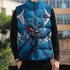 Geelong Cats Australian Football Sleeveless Puffer Jacket Fierce Wildcat Mascot - Bold Team Colors