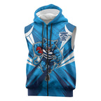 Geelong Cats Australian Football Sleeveless Zip Hoodie Fierce Wildcat Mascot - Bold Team Colors