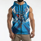 Geelong Cats Australian Football Sleeveless Zip Hoodie Fierce Wildcat Mascot - Bold Team Colors