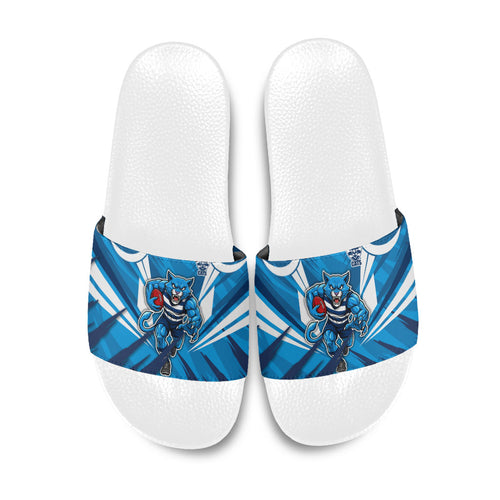 Geelong Cats Australian Football Slide Sandals Fierce Wildcat Mascot - Bold Team Colors