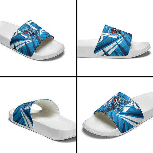 Geelong Cats Australian Football Slide Sandals Fierce Wildcat Mascot - Bold Team Colors