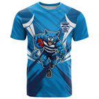 Geelong Cats Australian Football T Shirt Fierce Wildcat Mascot - Bold Team Colors
