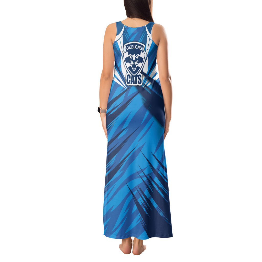 Geelong Cats Australian Football Tank Maxi Dress Fierce Wildcat Mascot - Bold Team Colors