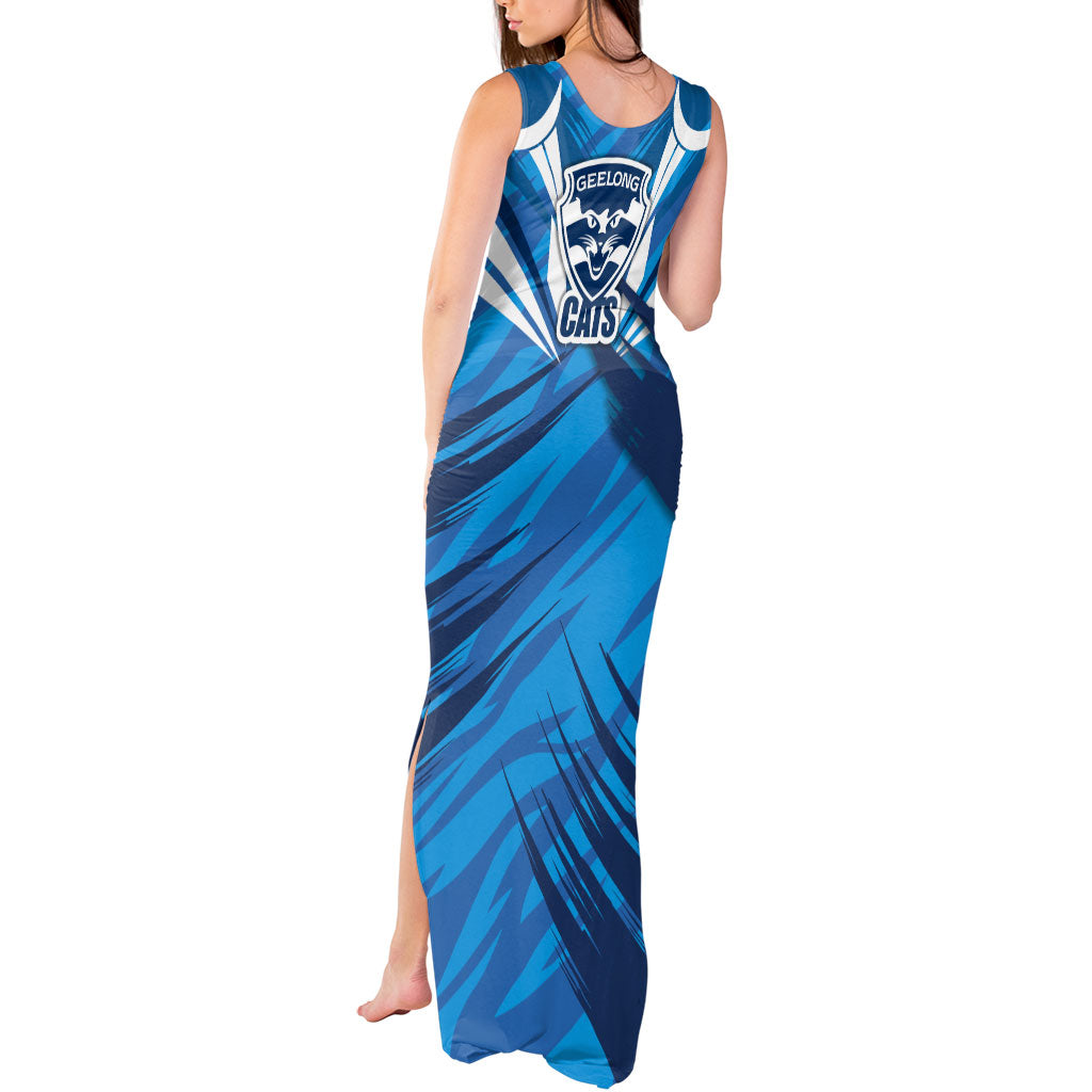 Geelong Cats Australian Football Tank Maxi Dress Fierce Wildcat Mascot - Bold Team Colors