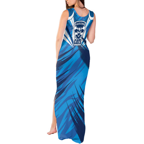 Geelong Cats Australian Football Tank Maxi Dress Fierce Wildcat Mascot - Bold Team Colors