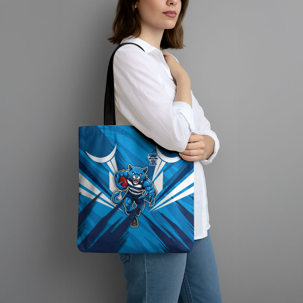 Geelong Cats Australian Football Tote Bag Fierce Wildcat Mascot - Bold Team Colors