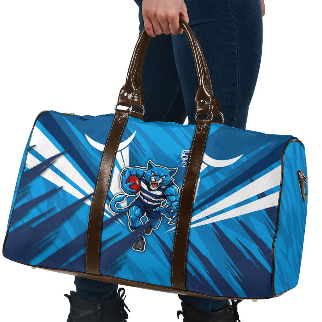 Geelong Cats Australian Football Travel Bag Fierce Wildcat Mascot - Bold Team Colors