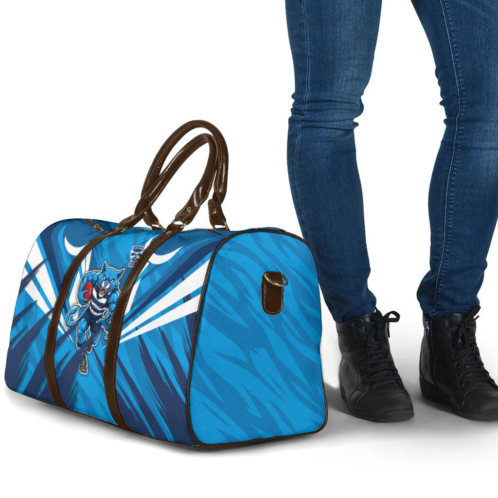 Geelong Cats Australian Football Travel Bag Fierce Wildcat Mascot - Bold Team Colors