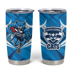 Geelong Cats Australian Football Tumbler Cup Fierce Wildcat Mascot - Bold Team Colors