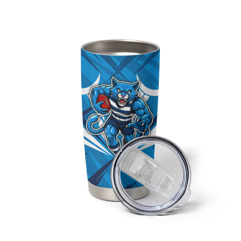Geelong Cats Australian Football Tumbler Cup Fierce Wildcat Mascot - Bold Team Colors