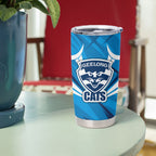 Geelong Cats Australian Football Tumbler Cup Fierce Wildcat Mascot - Bold Team Colors