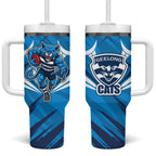 Geelong Cats Australian Football Tumbler With Handle Fierce Wildcat Mascot - Bold Team Colors