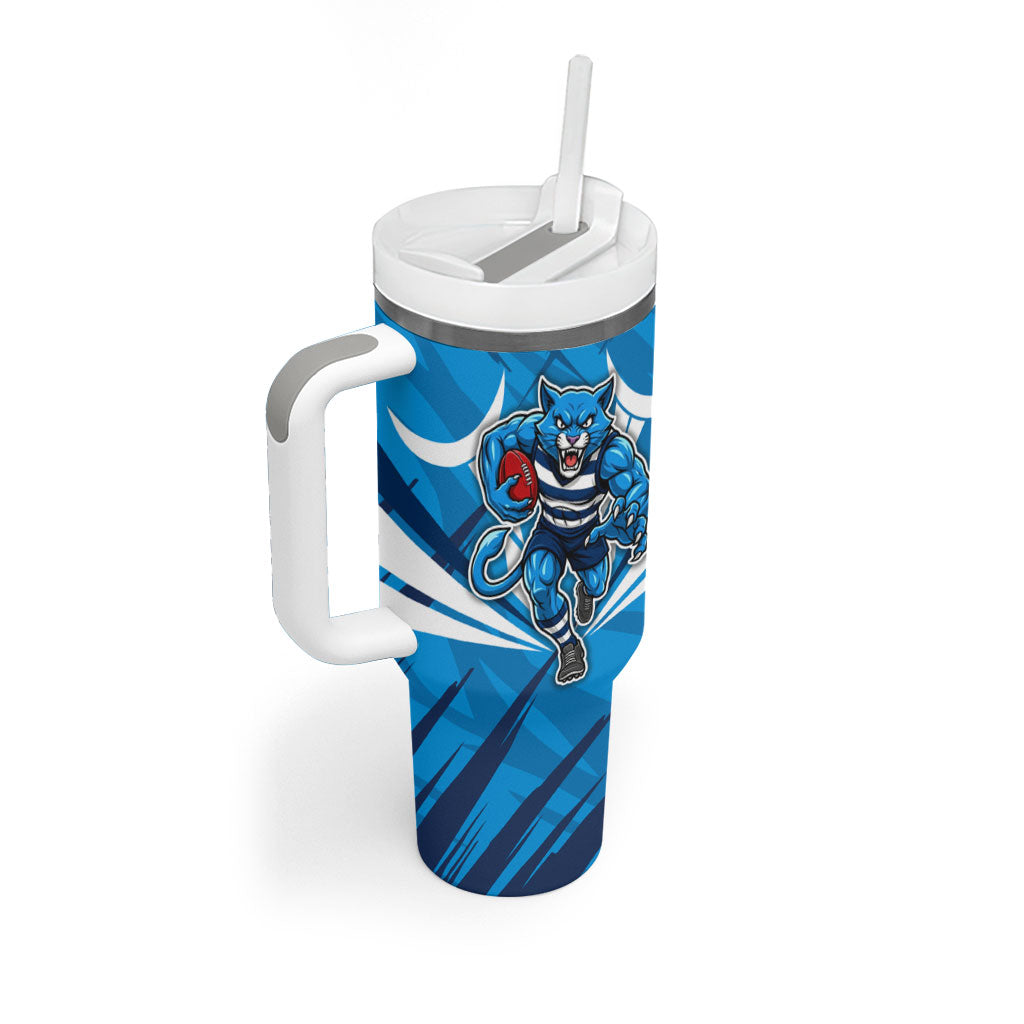 Geelong Cats Australian Football Tumbler With Handle Fierce Wildcat Mascot - Bold Team Colors