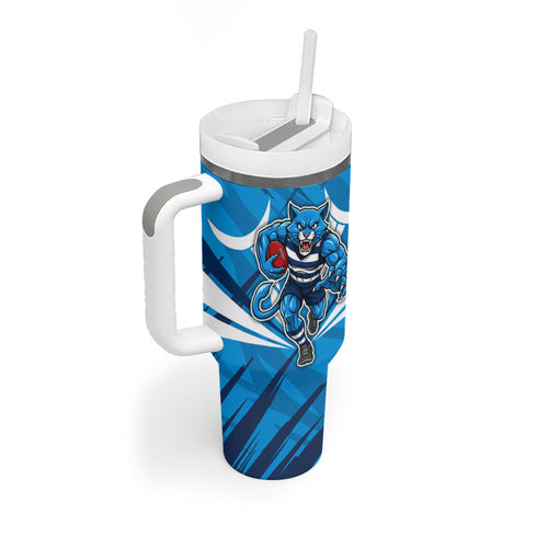 Geelong Cats Australian Football Tumbler With Handle Fierce Wildcat Mascot - Bold Team Colors