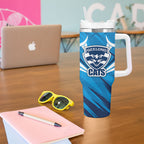 Geelong Cats Australian Football Tumbler With Handle Fierce Wildcat Mascot - Bold Team Colors