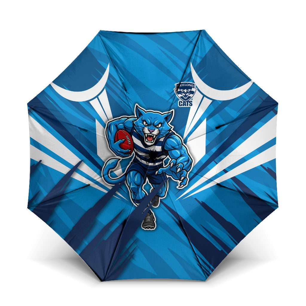 Geelong Cats Australian Football Umbrella Fierce Wildcat Mascot - Bold Team Colors