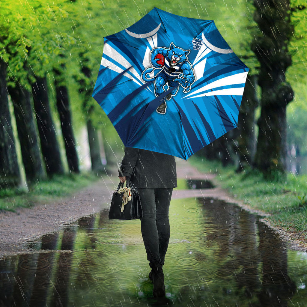 Geelong Cats Australian Football Umbrella Fierce Wildcat Mascot - Bold Team Colors