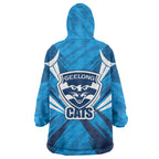 Geelong Cats Australian Football Wearable Blanket Hoodie Fierce Wildcat Mascot - Bold Team Colors