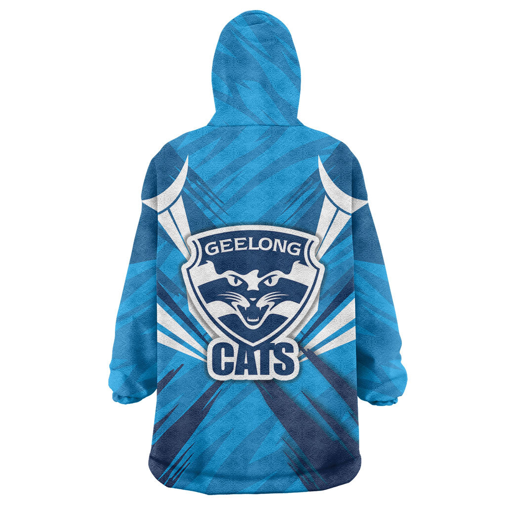 Geelong Cats Australian Football Wearable Blanket Hoodie Fierce Wildcat Mascot - Bold Team Colors