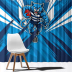 Geelong Cats Australian Football Window Curtain Fierce Wildcat Mascot - Bold Team Colors