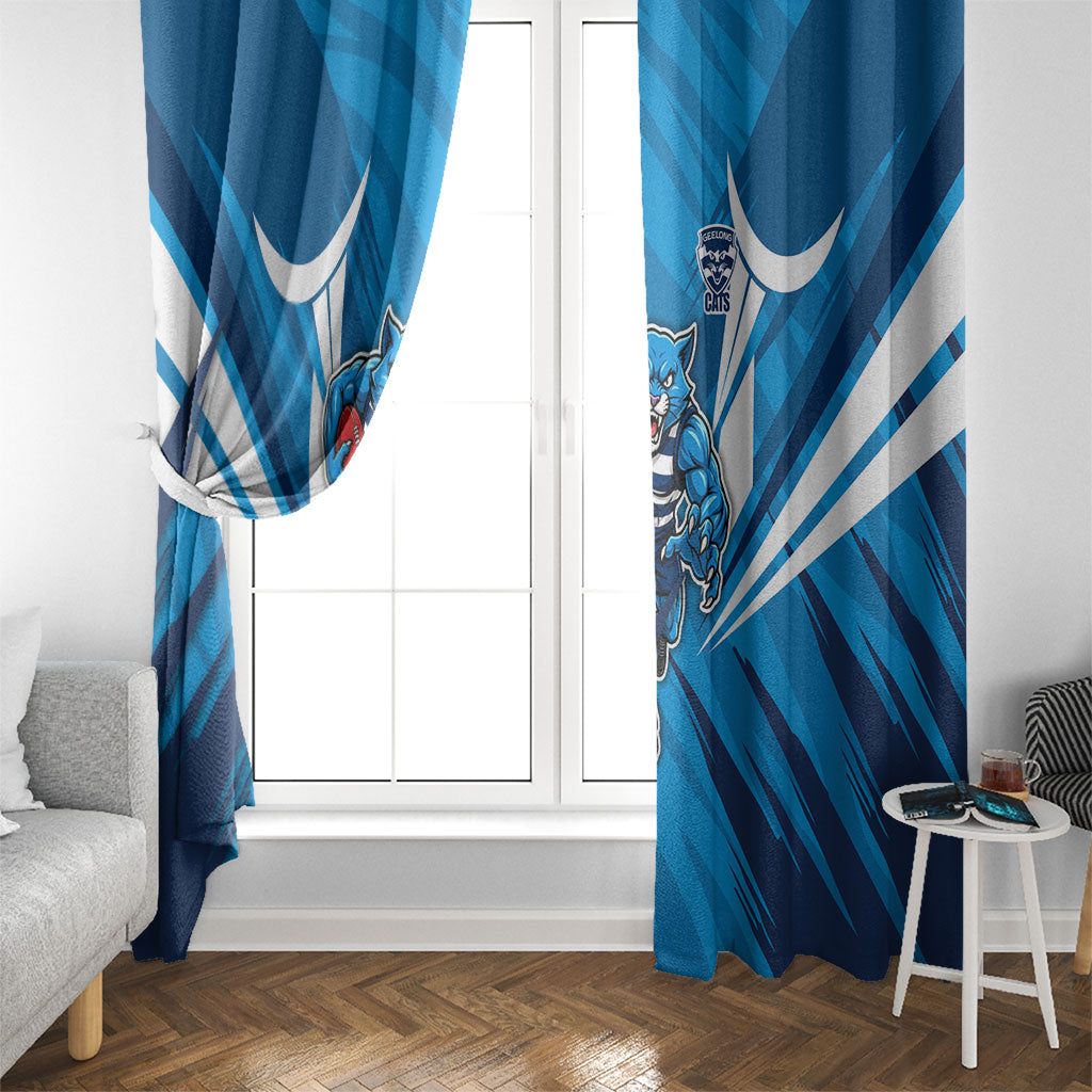 Geelong Cats Australian Football Window Curtain Fierce Wildcat Mascot - Bold Team Colors