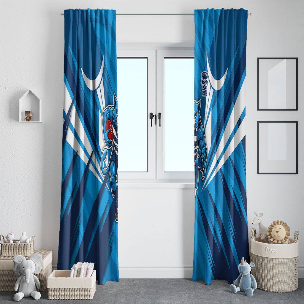 Geelong Cats Australian Football Window Curtain Fierce Wildcat Mascot - Bold Team Colors