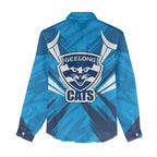 Geelong Cats Australian Football Women Casual Shirt Fierce Wildcat Mascot - Bold Team Colors