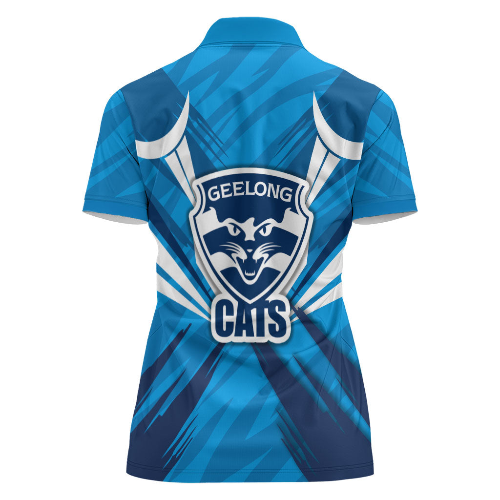 Geelong Cats Australian Football Women Polo Shirt Fierce Wildcat Mascot - Bold Team Colors