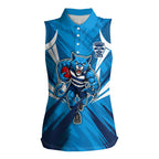 Geelong Cats Australian Football Women Sleeveless Polo Shirt Fierce Wildcat Mascot - Bold Team Colors