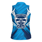 Geelong Cats Australian Football Women Sleeveless Polo Shirt Fierce Wildcat Mascot - Bold Team Colors