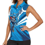 Geelong Cats Australian Football Women Sleeveless Polo Shirt Fierce Wildcat Mascot - Bold Team Colors