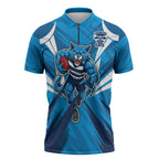 Geelong Cats Australian Football Zipper Polo Shirt Fierce Wildcat Mascot - Bold Team Colors