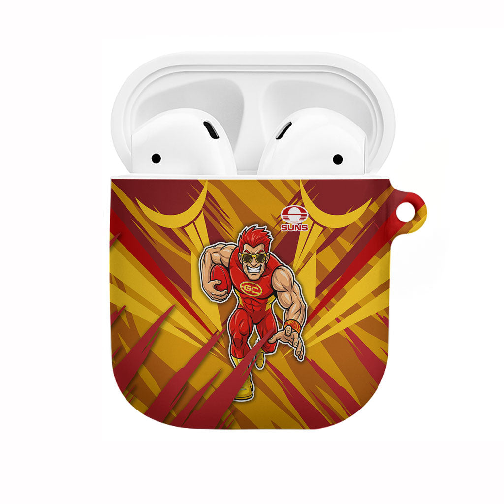 Gold Coast Suns Australian Football AirPods Case Heroic Solar Mascot - Bold Team Colors
