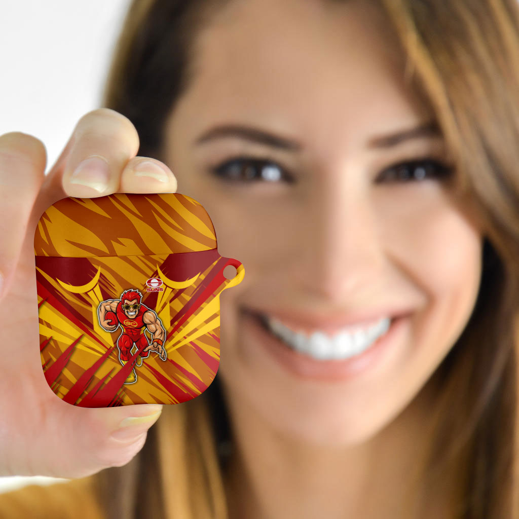 Gold Coast Suns Australian Football AirPods Case Heroic Solar Mascot - Bold Team Colors