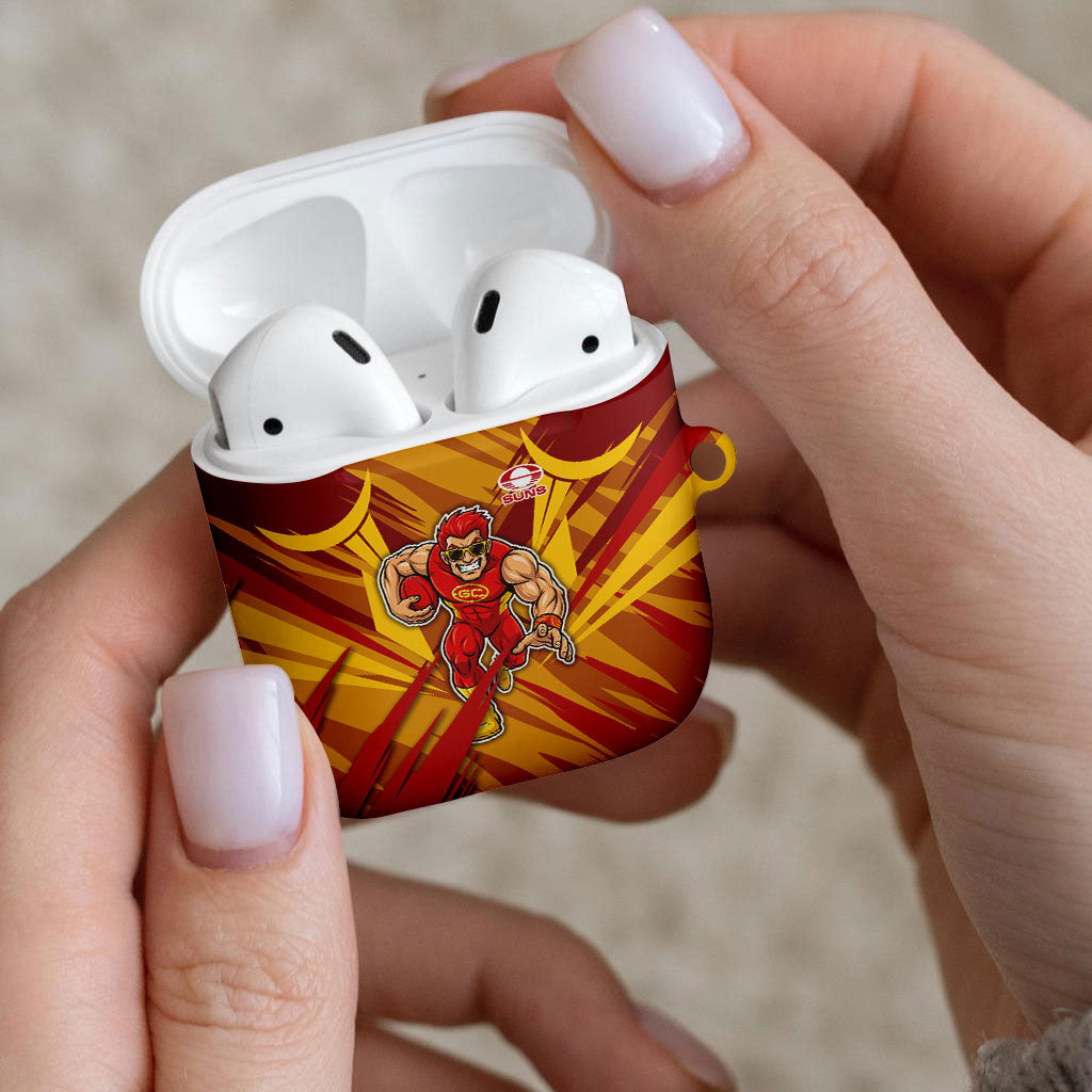 Gold Coast Suns Australian Football AirPods Case Heroic Solar Mascot - Bold Team Colors