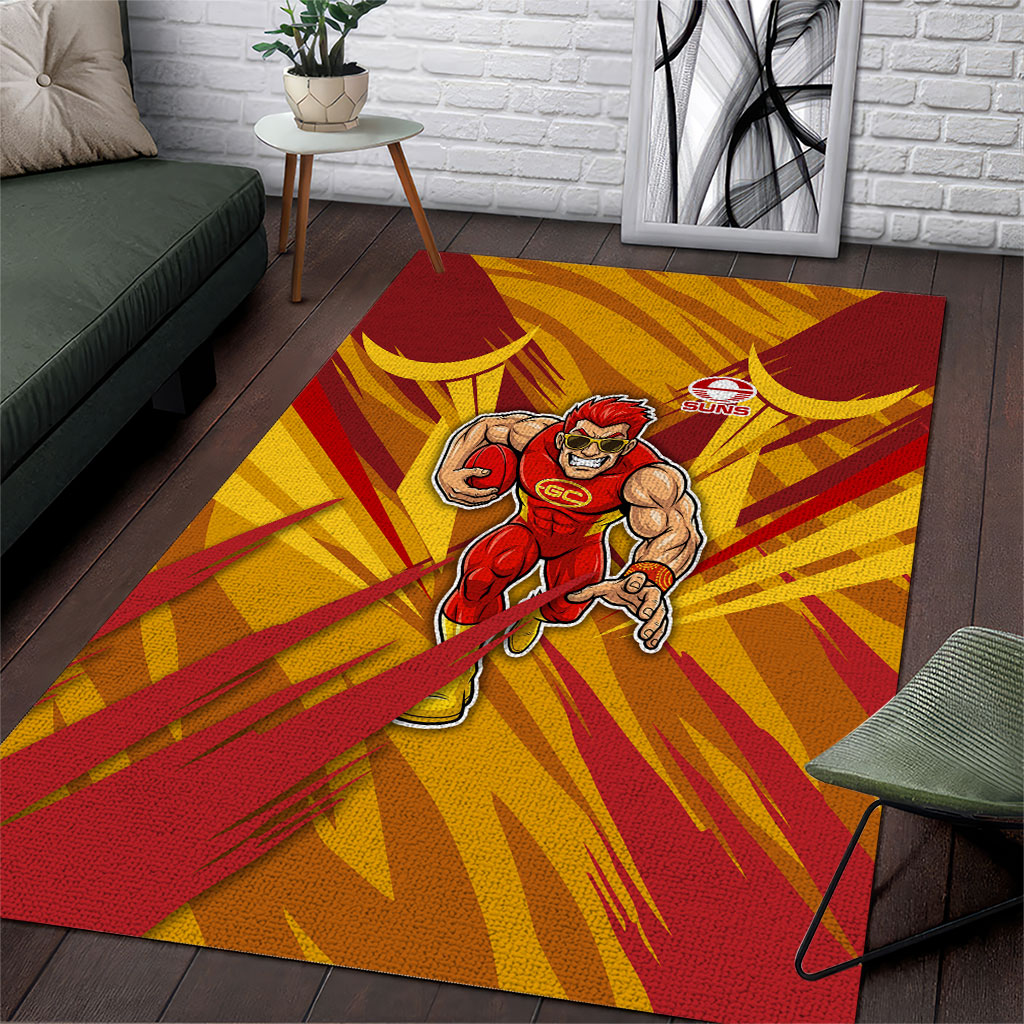 Gold Coast Suns Australian Football Area Rug Heroic Solar Mascot - Bold Team Colors