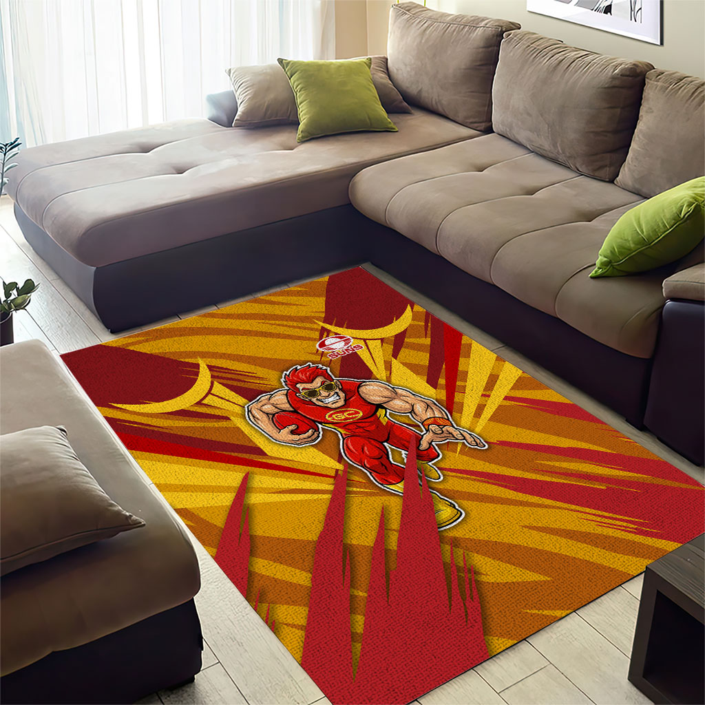 Gold Coast Suns Australian Football Area Rug Heroic Solar Mascot - Bold Team Colors